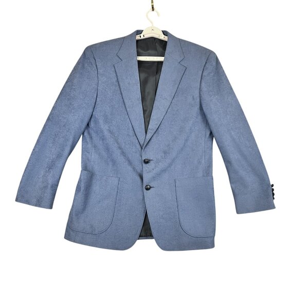 John R. Roberts Blazer Mens 40L Blue Two Button Sport Coat Jacket Modern Fit - Picture 1 of 13